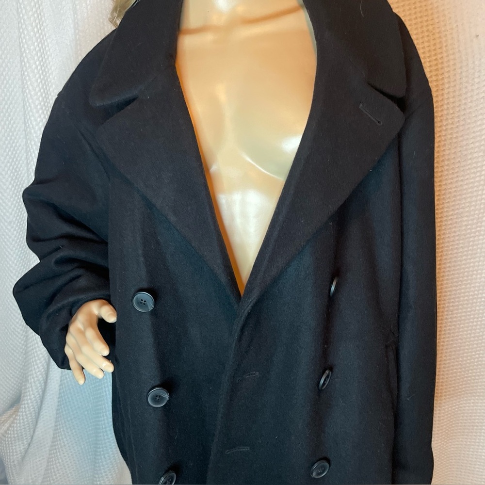 Black Double Breasted Button Pea Coat Size 3x - image 6
